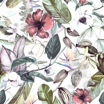 TAPETA ROLKA KWIATY LIŚCIE 0,5x10m b-C-0242-j-a