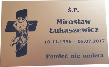 Tabliczka NA GRÓB nagrobna grawer 24x15 cm złota