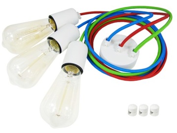 LAMPA WISZĄCA PAJĄK 3 BIAŁY BIAŁA czerwona zielona