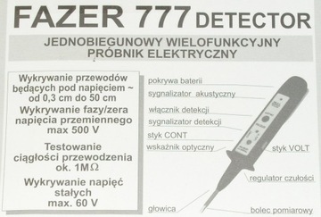 FAZER 777 Польский детектор, тестер напряжения и тестер