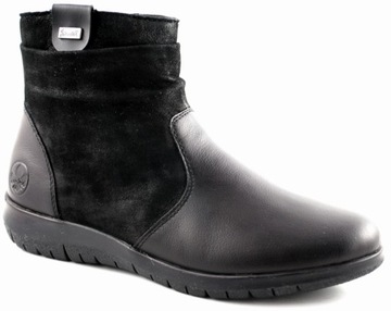 RIEKER X0181 TEX Botki damskie czarne skóra R.37