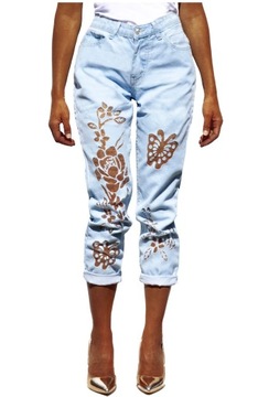 #TIULowe _ eleganckie Spodnie damskie niebieskie wiosenne JEANS DZIURY S