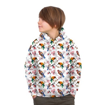 Bluza KIDS Nadruk 3D 12 LAT KOLOROWE PTAKI POLSKA