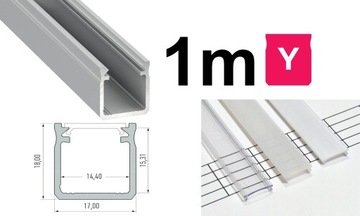 PROFIL ALUMINIOWY do taśm LED Y 1M SREBRNY S+KLOSZ