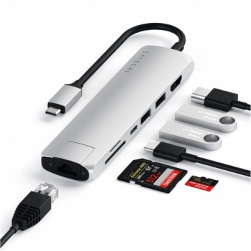 Плоский многопортовый адаптер SATECHI USB-C с Ethernet 4K HDMI 60 Вт USB-C
