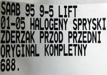 688.ZDERZAK PŘEDNÍ SAAB 95 9-5 FACELIFT OSTŘIKOVAČE