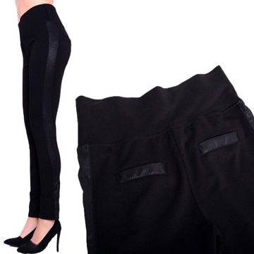 ELEGANCKIE SPODNIE WYSZMUKLAJĄCE NOGI STYLOWE BOKI DO PRACY RURKI do6XL 323