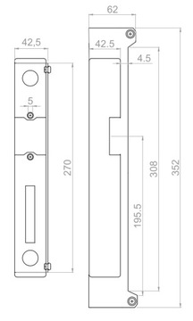 ЭЛЕКТРОЗАМОК 12В КАССЕТНЫЙ 40х40 ДЛЯ ВОРОТ АНТРАЦИТОВЫЙ