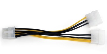 Кабель-адаптер питания Qoltec 2x MOLEX «мама»/PCI-E 8-контактный «папа», 15 см