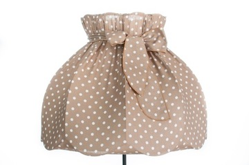 Abażur z kokardą bawełna BRĄZ KAWOWY W GROCHY 39cm