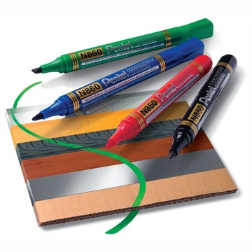 Перманентный маркер PENTEL N850, красный, круглый.