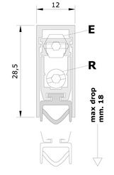 ПАДАЮЩАЯ ПРОКЛАДКА ПАДАЮЩИЙ ПОРОГ 53 см HAFELE