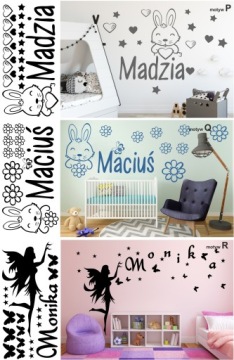 наклейки на стену с именем ребенка для детей