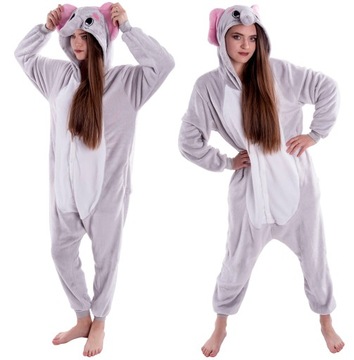 SŁOŃ PIŻAMA Kigurumi Szary Słonik Onesie Przebranie Kostium L 165-174 cm