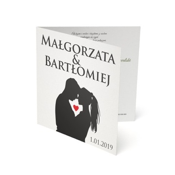 ZAPROSZENIA ŚLUBNE papier PŁÓTNO para młoda love