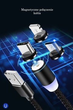 МАГНИТНЫЙ КАБЕЛЬ 3в1 USB-C МИКРОУСБ IPHONE QC 3.0