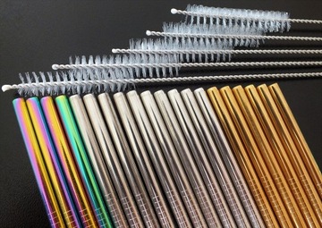 Słomki metalowe Rurki stalowe do picia Zestaw x45