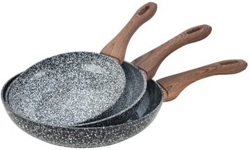 ZESTAW KOMPLET 3 PATELNI CERAMICZNYCH INDUKCJA GAZ