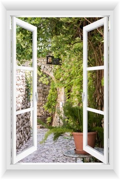 ОКНО СТЕНА СТЕНА 3D САД ПЕРГОЛА ЦВЕТЫ 80х120