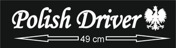 Naklejka POLISH DRIVER, biały napis, TIR