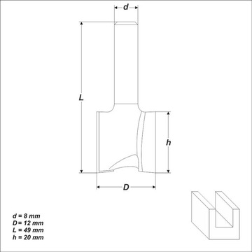 Фреза врезная, двухлезвийная