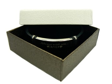 Браслет с ГРАВИРОВКОЙ Сталь Драгоценная кожа ПОДАРОК