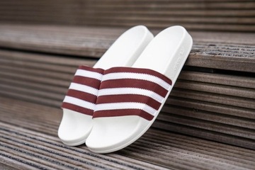 ADIDAS ORIGINALS ADILETTE OFF WHITE/BURGUNDY SLIDE