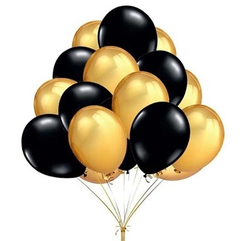Zestaw balonów 20szt CZARNE+ZŁOTE 30cm URODZINY