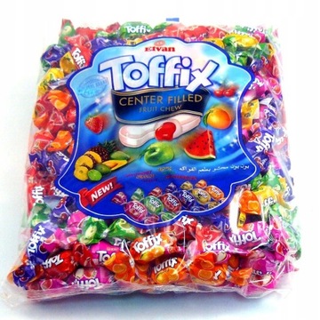 CUKIERKI TOFFIX, CUKIERKI OWOCOWE Z SOKIEM 1KG