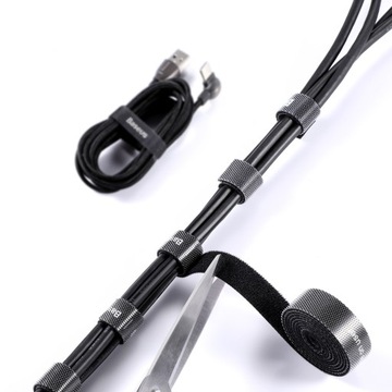 Лента-липучка Органайзер для кабельных стяжек Baseus Circle Velcro Strap 3м Черный