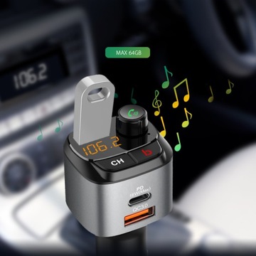 Feegar FM-передатчик Bluetooth зарядное устройство QC 3.0 PD