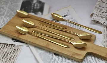 СТОЛОВЫЕ ПРИБОРЫ ИМИТАЦИЯ ЗОЛОТА 6 десертных ложек для латте