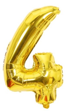 Balon foliowy cyfra 4 złoty kolor 40 cali