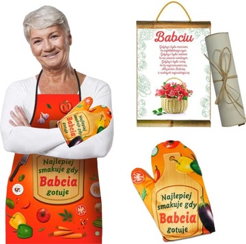 FARTUCH RĘKAWICA DYPLOM kmpl Dzień Babci i dziadka