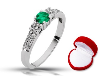 ABgold 585 pierścionek brylanty i szmaragd 0,50ct