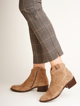 Бархатные ботильоны RYŁKO 4WVA6, натуральная кожа, песочный цвет, размер 40