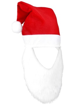 CZAPKA MIKOŁAJA Z BRODĄ ŚWIĘTA MIKOŁAJ-0875