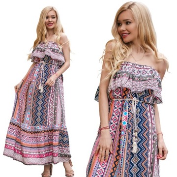 Selavifashion Sukienka hiszpanka w azteckie wzory