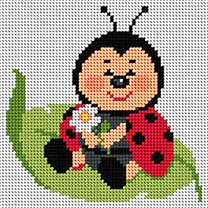 Kanwa z nadrukiem do haftu krzyżykowego, wyszywanka 15x15cm biedronka 1023