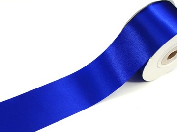 WSTĄŻKA 100mm SATYNOWA tasiemka niebieska CHABROWA rolka 50m