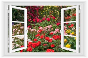 ОКНО СТЕНА СТЕНА 3D САД ПЕРГОЛА ЦВЕТЫ 150x100