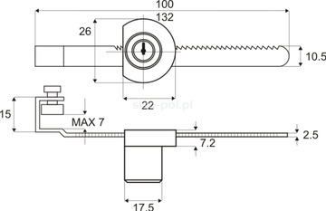 Замок для СТЕКЛЯННЫХ ДВЕРЕЙ, РАЗДВИЖНЫХ ДВЕРЕЙ, ВИТРИНОВ SISO