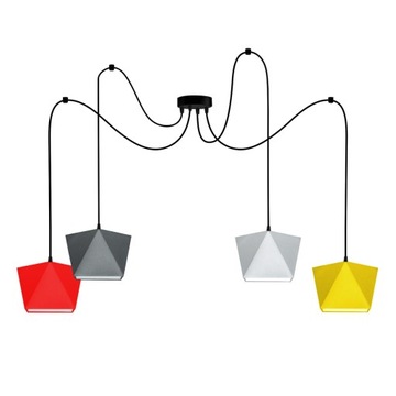 Lampa wisząca pająk abażur diament regulowana 4pł.