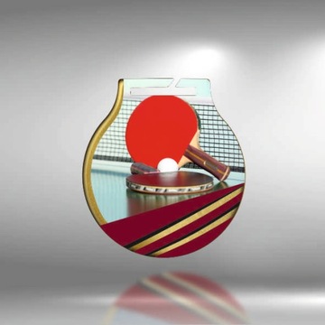 kolorowy medal tenis stołowy 5cm +szarfa +grawer
