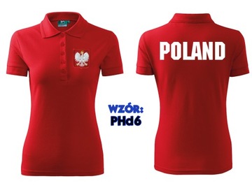 Koszulka Polo KIBICA POLSKA ORZEŁEK damska haft xS