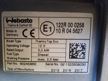 Webasto TT EVO Ford S max Mondeo DG9H 18K463 AF