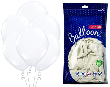 BALONY PASTELOWE BIAŁE URODZINY WESELE ROCZEK-50 SZTUK-SB-8289