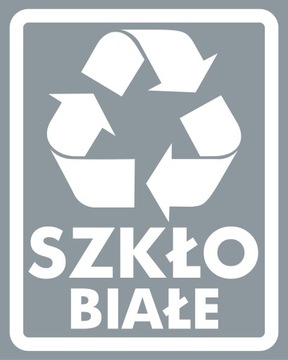 NAKLEJKA NA ŚMIETNIK KOSZ ŚMIECI 15cm SZKŁO BIAŁE