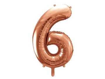 Balon foliowy CYFRA 6 różowo złoty 86cm ROSE GOLD