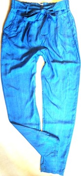 ZWIEWNE SPODNIE NIEBIESKIE CHINO JEANS PUMPY 34/36